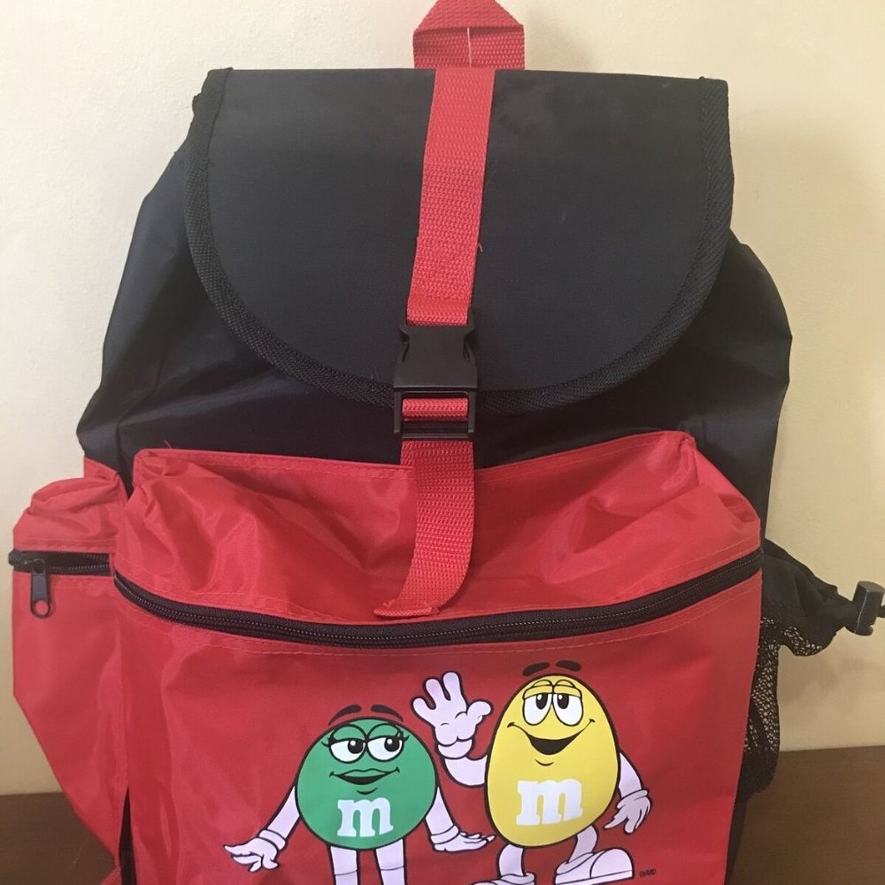 Large Red and Black m&ms Nylon Backpack Back to School Kids Backpack Summer m&ms